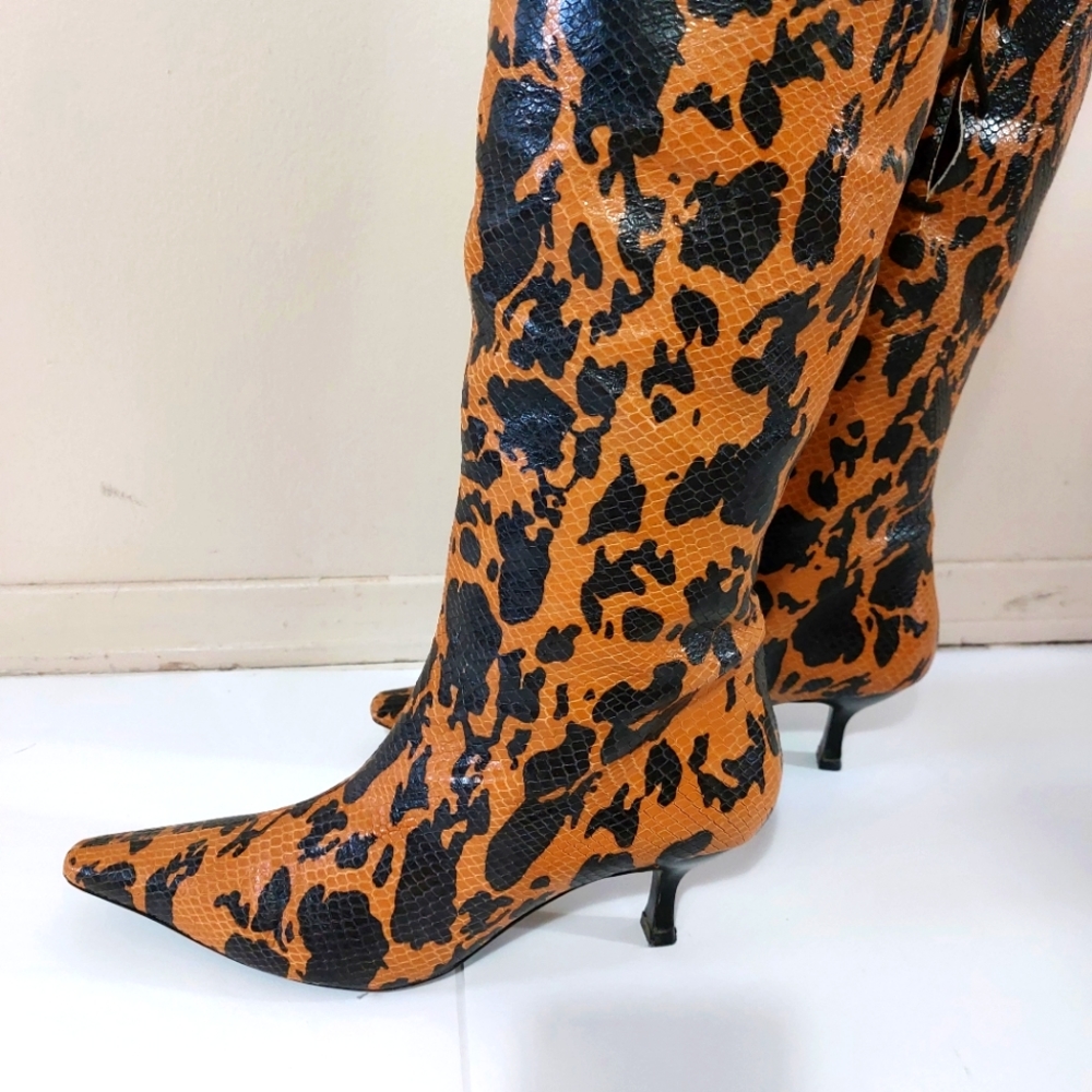 Animal Print Leather Boots